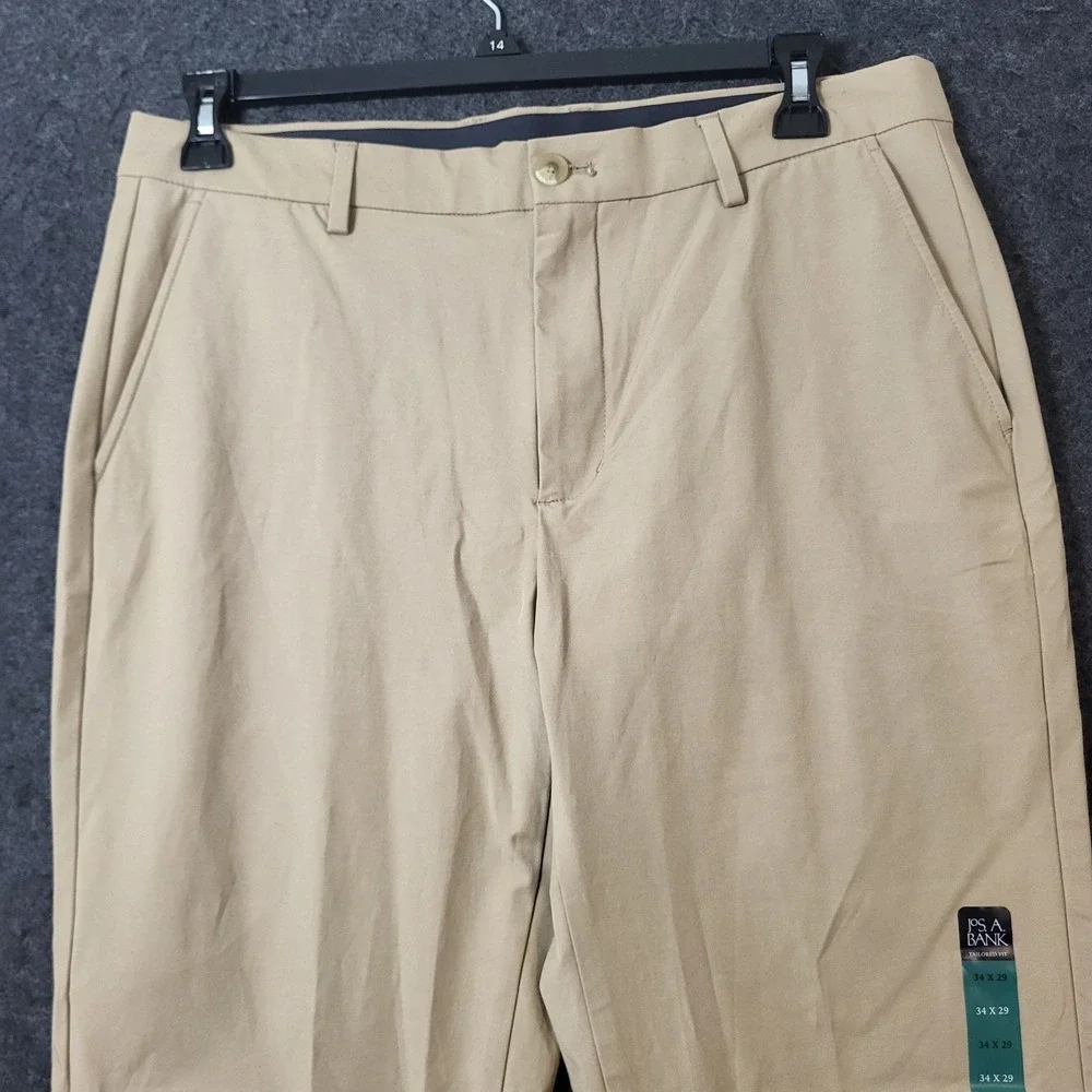 Jos. A. Bank Tailored Fit Chino Pants Mens 34x29 Tan Khaki Flat Front NEW
